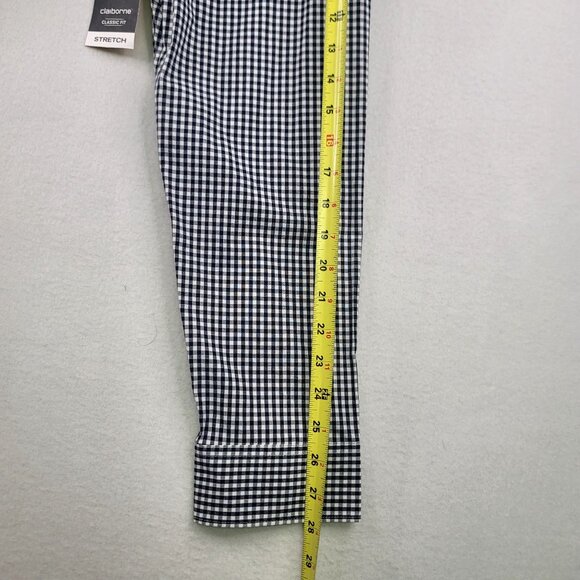 Claiborne Classic Fit Mens Stretch Navy Gingham Button-Down Shirt XXL - Picture 10 of 11